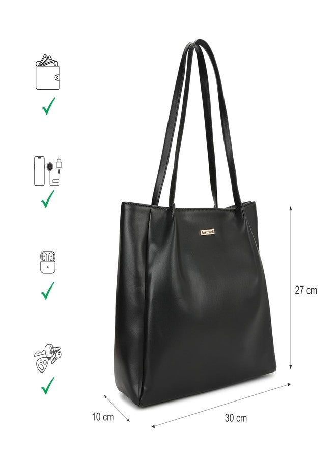 Fastrack Solid Tote Bag for Women with Dual Shoulder Straps | Fits Upto 11" iPad or Tablet | Spacious Zipper Compartment | Ladies Purse Handbag - Image 4